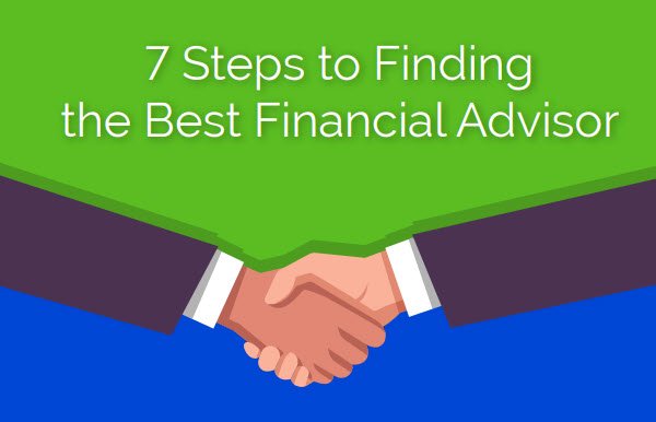 illustration of hands shaking: 7 Steps to Finding the Best Financial Advisor cover art